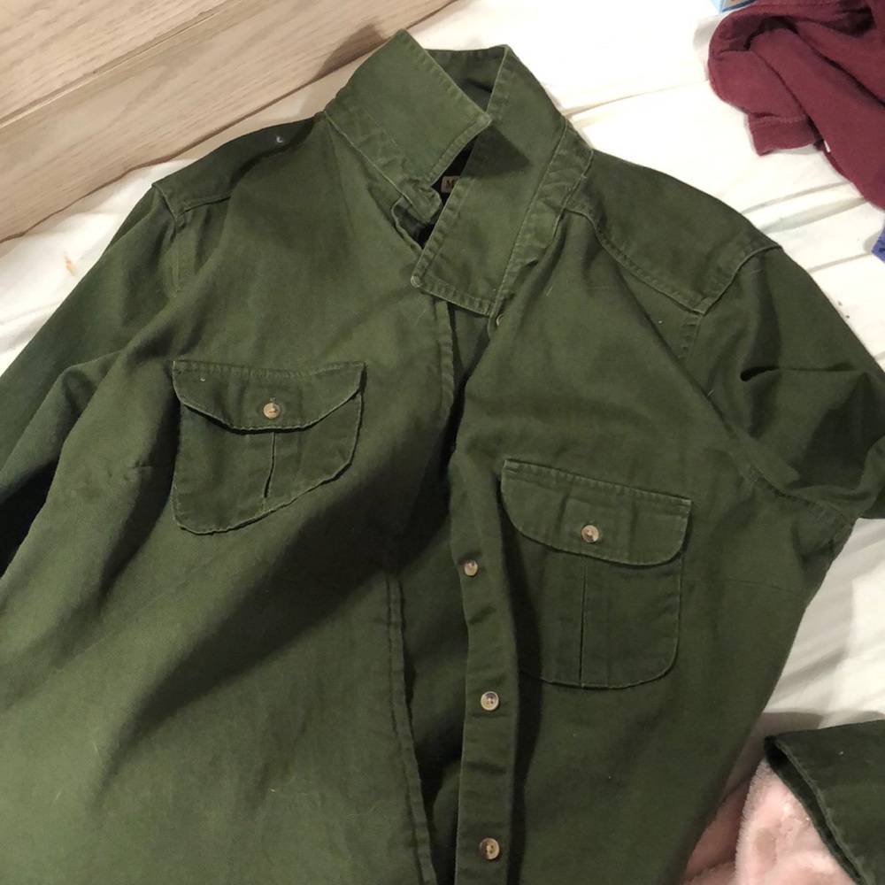 Army green button up